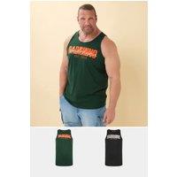 BadRhino Men's 2 Pack Scripted Vest in Black | Size: 5-6XL