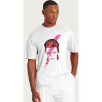 David Bowie Men's Aladdin Sane Lightning Bolt T-Shirt in White | Size: XL