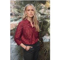 Long Tall Sally Women's Tall Broderie Yoke Shirt in Red | Size: 22