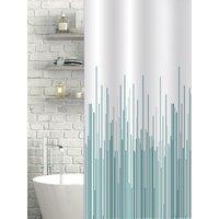 Showerdrape City White & Navy Shower Curtain in Teal