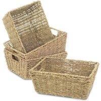 LIVIVO Seagrass Storage Baskets Set of 4 Natural Woven Hampers with Handles Multipurpose Home Organiser