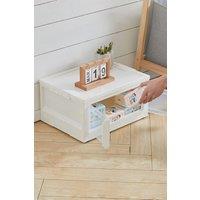 Living and Home Stackable Foldable Plastic Storage Box with Lids 2 Doors in White