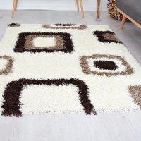 Bravich LTD Geometric Boxed Thick Shaggy Rug - California in Cream | Size: 80 cm x 150 cm