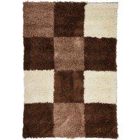 Bravich LTD Checked Thick Shaggy Rug - California in Brown | Size: 80 cm x 150 cm