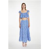 Shnoo Women's Tiered Maxi Skirt in Blue | Size: 10