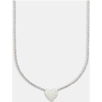 Cernucci Women's Iced Heart Necklace - White in Metallic Silver | Size: 16 inches