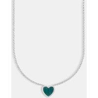 Cernucci Women's Green Malachite Heart Necklace - White in Metallic Silver | Size: 16 inches