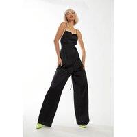 Lace-Up Back Wide Leg Jumpsuit