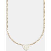 Cernucci Women's Iced Heart Necklace - Gold in Metallic Gold | Size: 16 inches