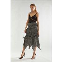 Shnoo Women's Hanky Hem Midi Skirt in Black | Size: 10