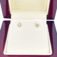 Raina Jewels Women's 22ct Yellow Gold Six Claw Cubic Zirconia Prong Small Earrings 3.5mm