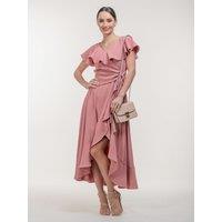 Jolie Moi Women's VELLA FRILL WRAP MAXI DRESS in Mauve | Size: 10