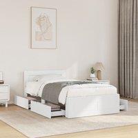 Bed Frame with Headboard without Mattress White 100x200 cm