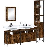 Berkfield Home 4 Piece Bathroom Furniture Set Smoked Oak Engineered Wood in Brown