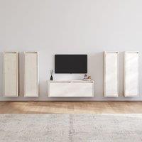 Berkfield Home TV Cabinets 5 pcs White Solid Wood Pine