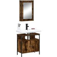 Berkfield Home 2 Piece Bathroom Furniture Set Smoked Oak Engineered Wood in Brown