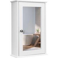 Costway Bathroom Mirror Cabinet Wall Mounted Storage Cupboard Mirrored Medicine Cabinet in White