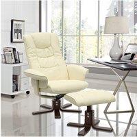 PU Leather Swivel Chair Recliner Armchair With Footstool
