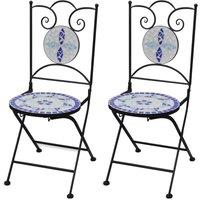 Folding Bistro Chairs 2 pcs Ceramic Blue and White
