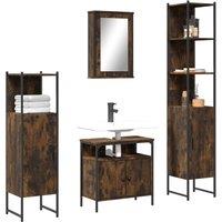 Berkfield Home 4 Piece Bathroom Furniture Set Smoked Oak Engineered Wood in Brown