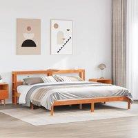Bed Frame with Headboard without Mattress Wax Brown 180x200 cm Super King
