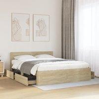 Berkfield Home Bed Frame with Headboard without Mattress Sonoma Oak 160x200 cm in Brown