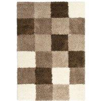 Bravich LTD Checked Thick Shaggy Rug - California in Cream | Size: 200 cm x 290 cm
