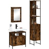 Berkfield Home 3 Piece Bathroom Furniture Set Smoked Oak Engineered Wood in Brown
