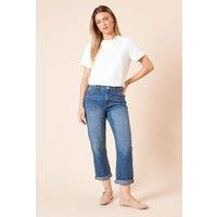 Dorothy Perkins Women's Boyfriends Ankle Grazer Fold Up Jeans in Dark Indigo | Size: 8