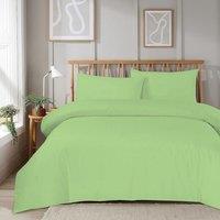 New Edge Blinds Super Soft Plain Duvet Set in White - Single in Pale Green | Size: Double