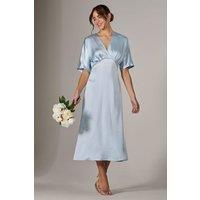 Jolie Moi Women's Satin A-Line Midaxi Dress in Blue | Size: 18