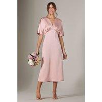 Jolie Moi Women's Satin A-Line Midaxi Dress in Pink | Size: 12