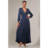 Jolie Moi Women's Long Sleeve Super Soft Jersey Maxi Dress in Mid Blue | Size: 12