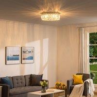 HOMCOM Crystal Ceiling Light Modern Chandeliers Stainless Steel in Silver