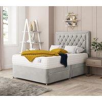 Bed Choices Montana Divan Bed With 4 drawers, Mattress & Headboard - Plush Velvet in Silver | Size: King