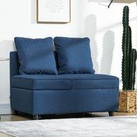 HOMCOM Folding Sleeper Sofa Bed Chair with Pillows, Pocket in Blue