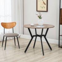 HOMCOM Dining Table with Round Top Steel Legs for Kitchen Dining Room Brown