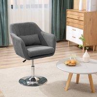 HOMCOM Stylish Retro Linen Swivel Tub Chair Steel Frame Cushion Seat in Dark Grey