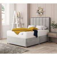 Bed Choices Herringbone Divan Bed With 4 drawers, Mattress & Headboard - Plush Velvet in Silver | Size: Super King