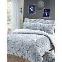 New Edge Blinds Outer Space Glow in the Dark Teddy Duvet Set - Double in Grey