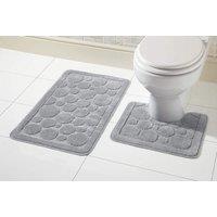 New Edge Blinds Cali Bath Mat Set in Chocolate in Light Grey