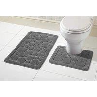 New Edge Blinds Cali Bath Mat Set in Chocolate in Dark Grey