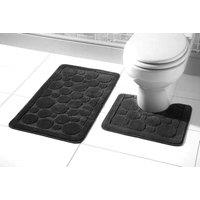 New Edge Blinds Cali Bath Mat Set in Chocolate in Black