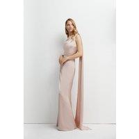 Coast Women's Honoured Drape One Shoulder Satin Maxi Bridesmaid Dress in Mocha | Size: 12