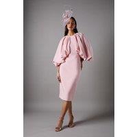 Pencil Midi Dress With Cape Sleeves