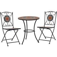 Berkfield Home 3 Piece Mosaic Bistro Set Ceramic Tile Orange/Grey in Orange