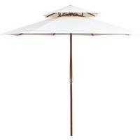 Berkfield Home Double Decker Parasol 270x270 cm Wooden Pole Cream White