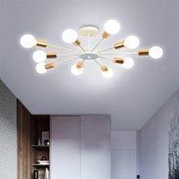 10-Light White Sputnik Semi Flush Mount Ceiling Light