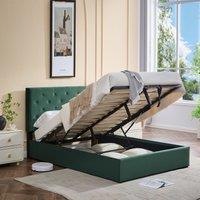 Ottoman Storage Bed Frame with Underbed Storage, Adjustable Headboard