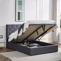 Ottoman Storage Bed Frame with Underbed Storage, Adjustable Headboard